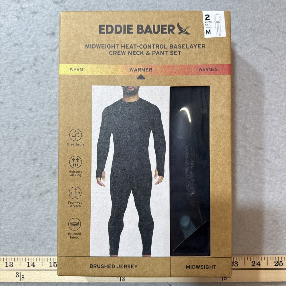 2-Piece Set Eddie Bauer Heavyweight Base Layer Crew Pant  Mens‎ Med